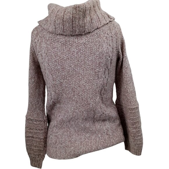 Sleeping On Snow Beige Cowl Neck Cable Neck Puff Sleeve Sweater Size XS Anthro - Picture 9 of 13